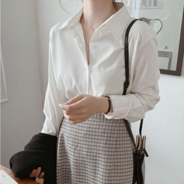 쿨샵 모던 스타일 여성 셔츠 베이직 데일리룩 블라우스