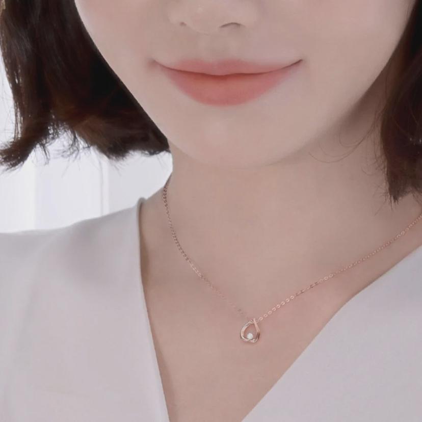 14K 큐빅 링 베이직 금 목걸이 42cm - 데일리 여성 주얼리