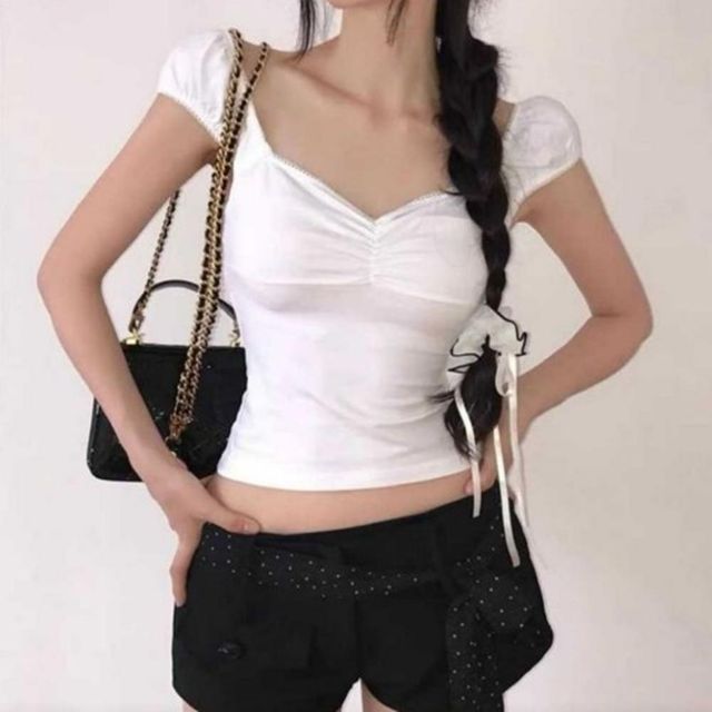 크롭 라운드티셔츠 라운드티 여자티 신상 크롭탑 코디