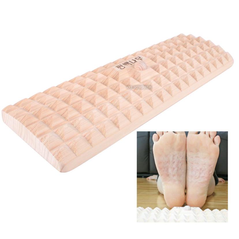 국산 편백나무 발 지압판 마사지기 피라미드 엠보