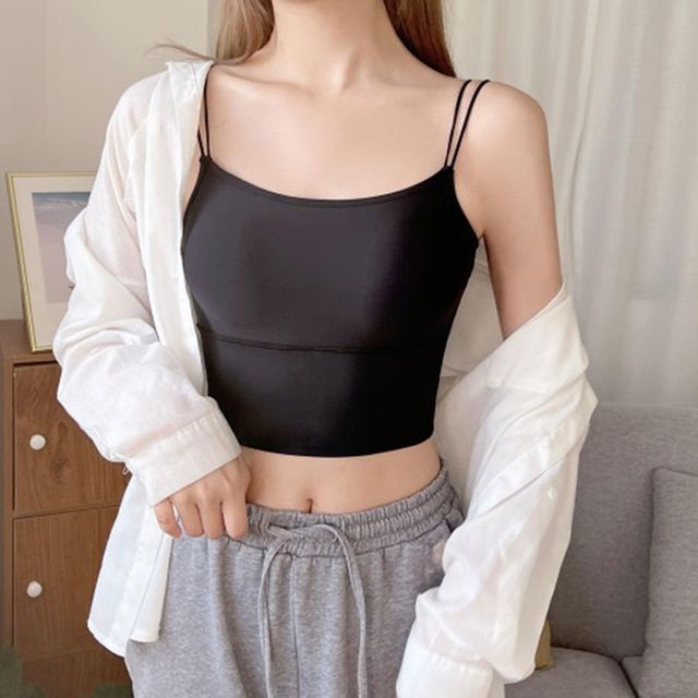 크롭 나시탑 스판나시 한 여성민소매 여자나시 나시