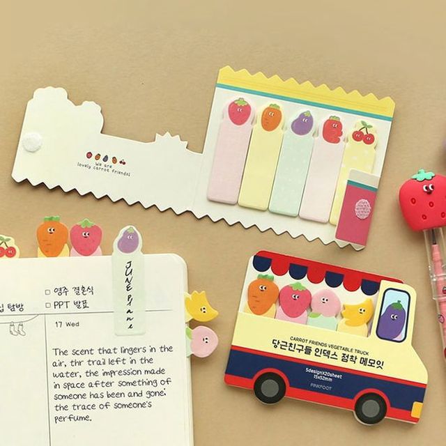핑크풋 당친 점착 메모지 스티커 세트 - 귀여운 캐릭터 디자인 메모지