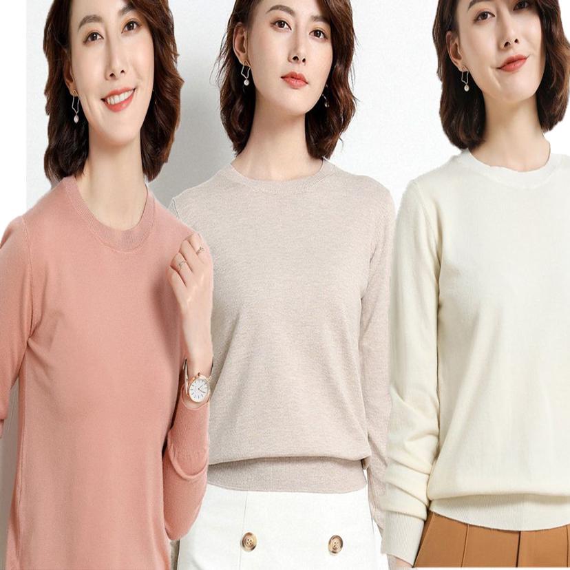 깔끔한 여자 라운드넥 기본 니트 무지 긴팔티 이너