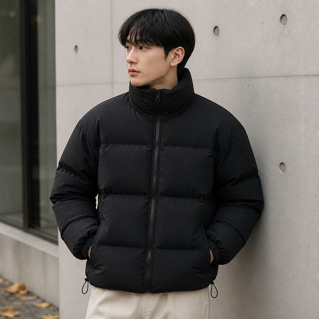 겨울 아우터 남성용 하이넥 패딩 점퍼 숏 자켓