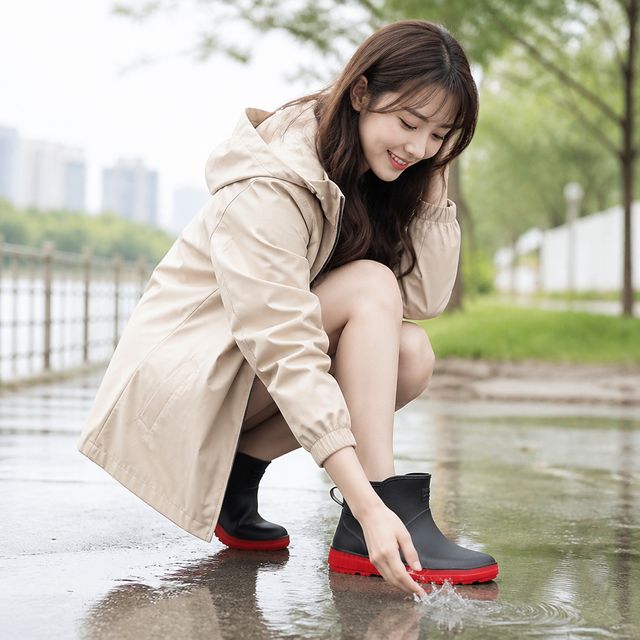 클로이 여성 레인부츠 숏부츠 방수 발목 장화 미들워커 장마철 출근룩
