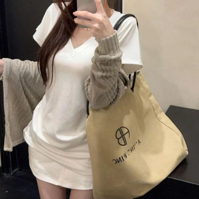 여성 여리핏 루즈핏 무지 슬림 브이넥 반팔 롱 티셔츠