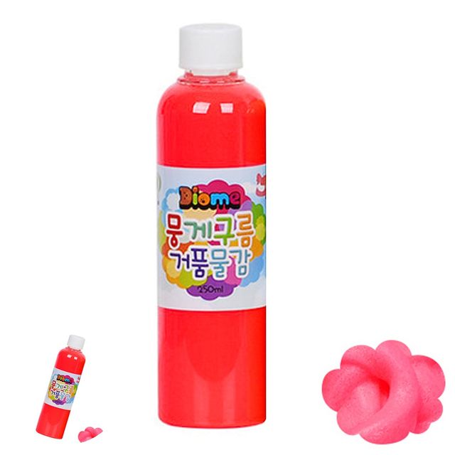 미술수업 어린이미술교육 미술놀이 뭉게구름 거품물감 리필 250ml 형광빨강