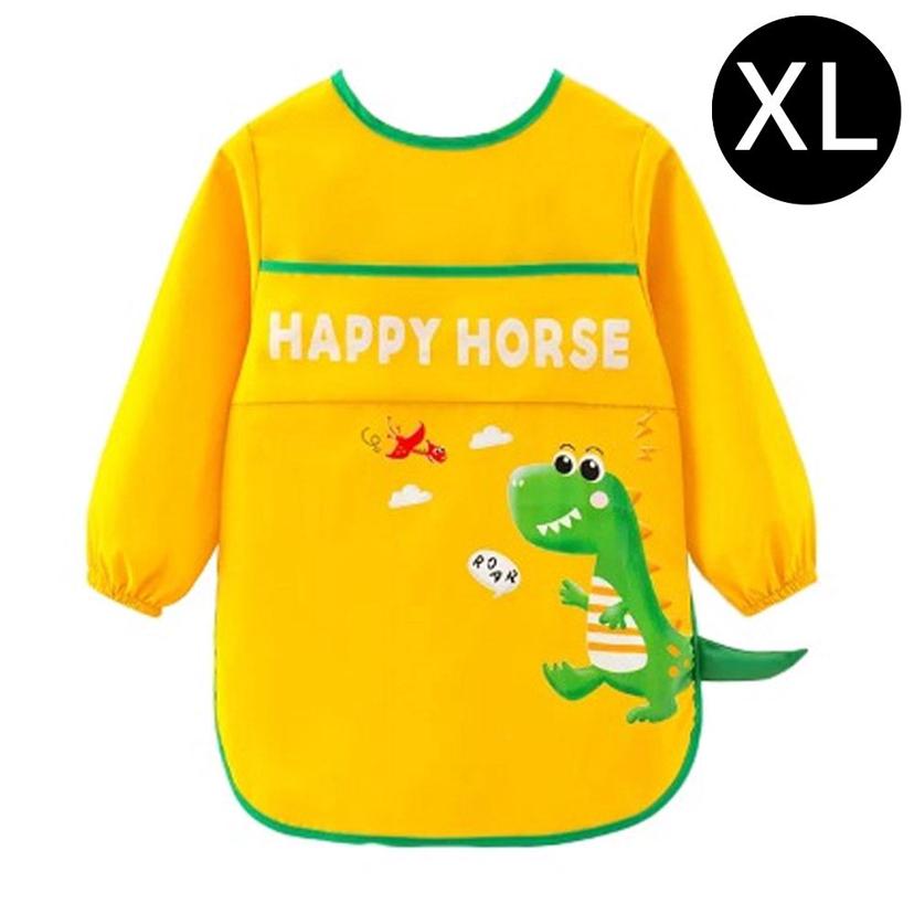 아동용 미술 가운 옐로우 공룡 XL 사이즈 앞치마