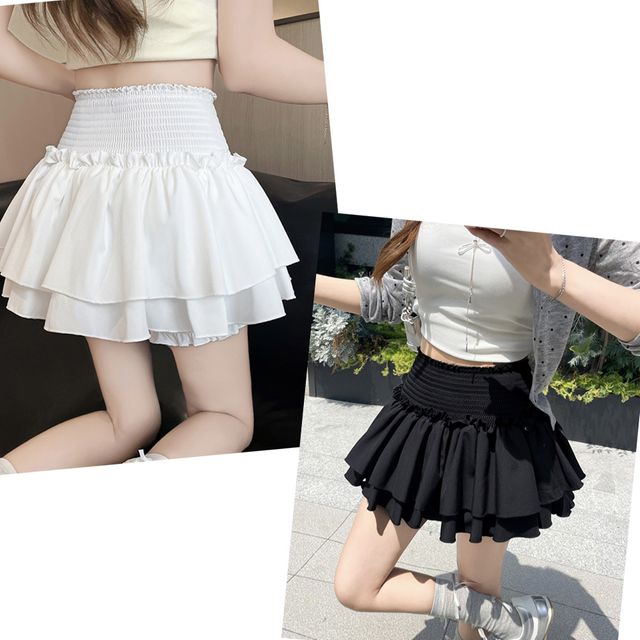 발레코어 레이어드 프릴 스커트바지 풍성한 미니 치마바지 2종