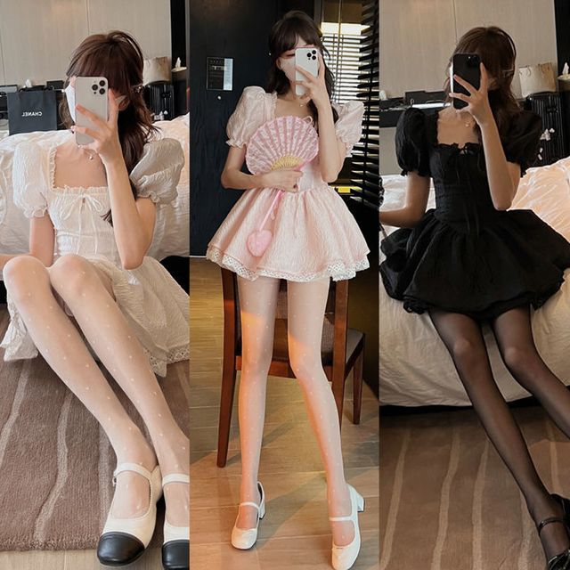 스퀘어넥 프릴 미니드레스 파티 컨셉의상 졸업사진 반티