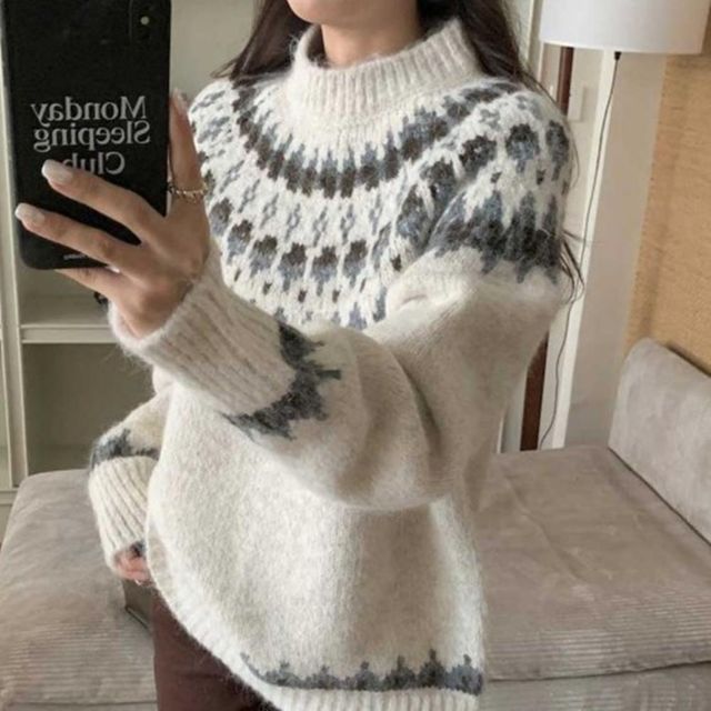 봄 여자니트티 루즈핏 카라넥 티셔츠 여자니트 정장