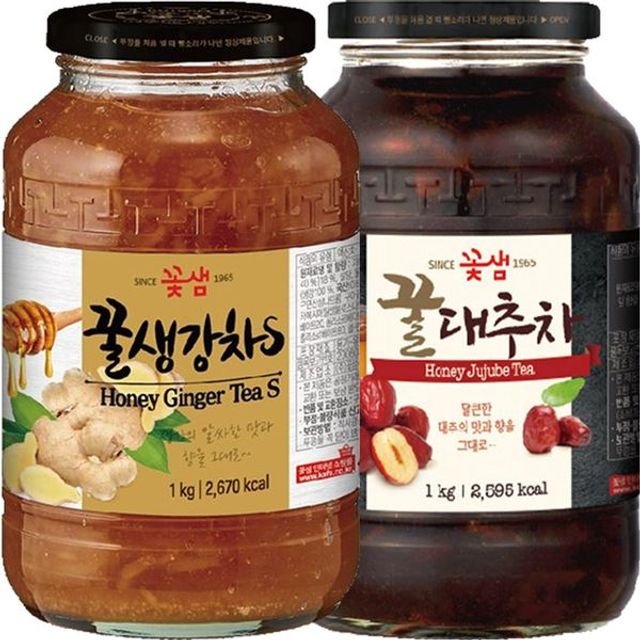 꽃샘 꿀생강차S 1kg + 꿀대추차 1kg GWM