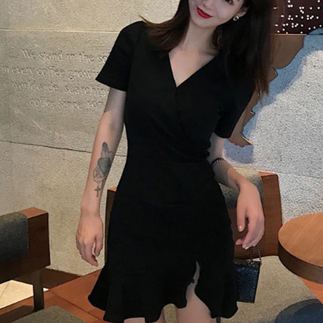 20대 여성 결혼식 하객룩 프릴 미니 원피스 치마 - 우아한 이벤트룩