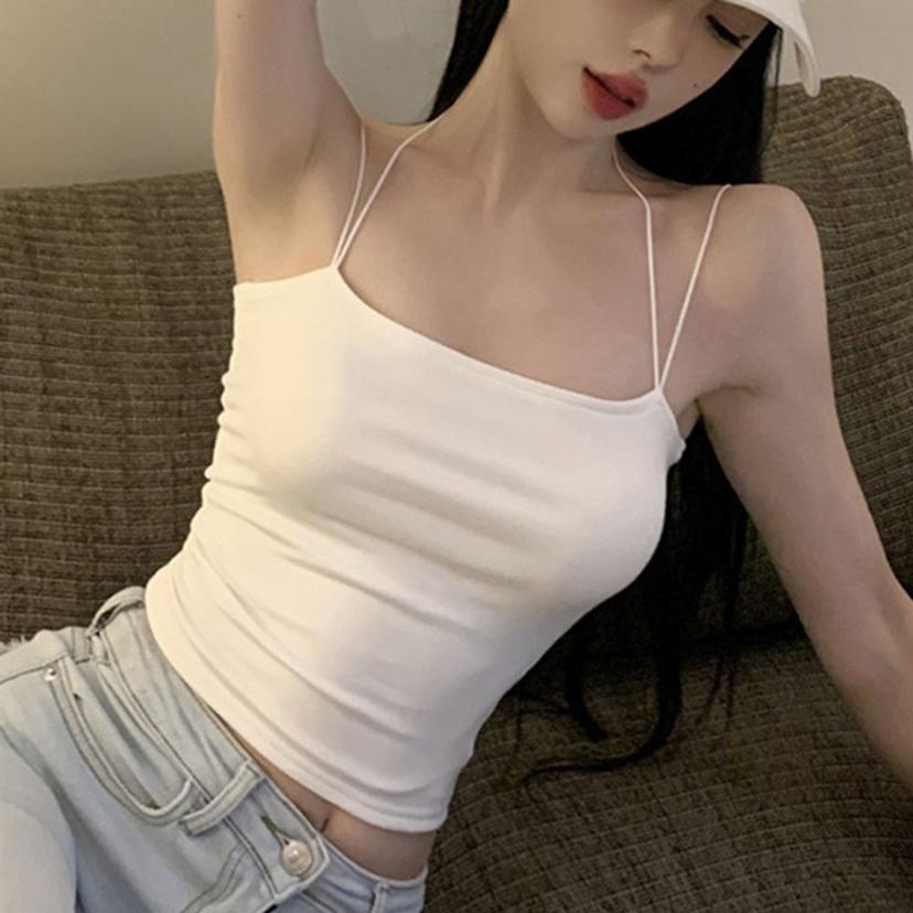 여성 브라캡 내장 끈나시 크로스 타일 이너웨어