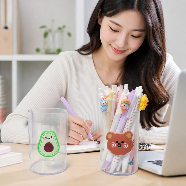 아크릴 문구 거치대 원형 데스크 연필꽂이 책상 정리함 사무용품