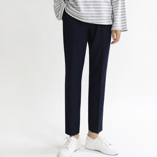 남성 데일리 허리 벤딩 슬렉스 바지 네이비