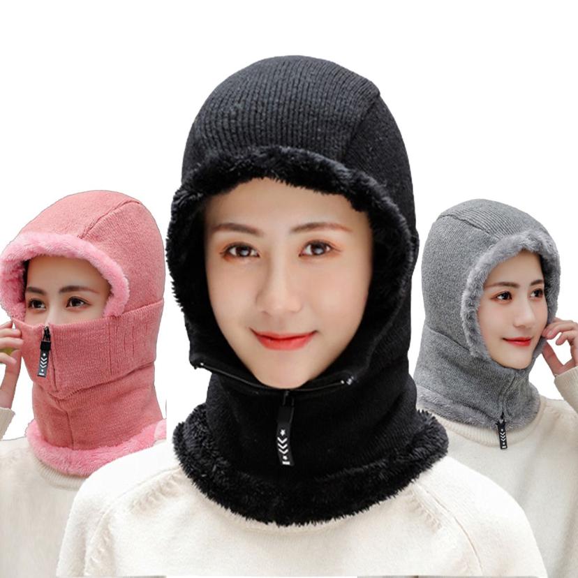 여성 방한 모자 전체 안감 퍼 지퍼형 귀달이 모자
