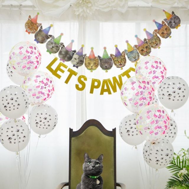 칼라 인쇄풍선 5입 전체 이벤트 생일 펫 고양이