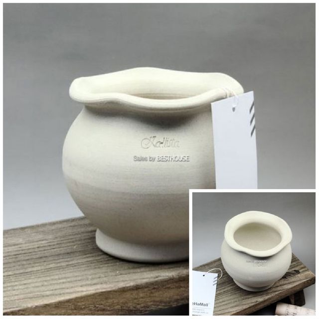 수제토분 칼리스타 K01 웨이브허니자 10x10cm 미니도자기화병 거실화병 미니화병 인테리어화병