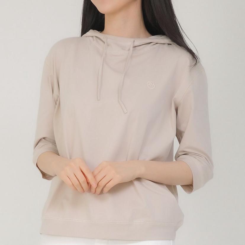 여성 7부 소매 후드 티셔츠 간절기 면 티셔츠 상의