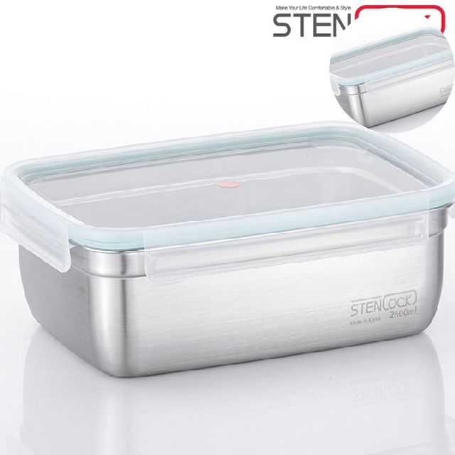스텐 직사각 밀폐용기 2600ml 샐러드 반찬통
