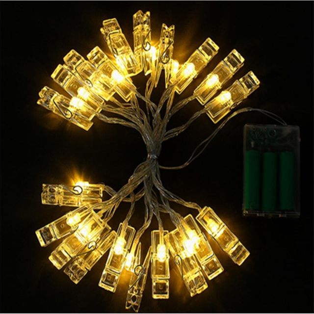 20구 LED 클립 집게 전구 3m 웜색 점멸 집게스탠드조명 장식조명 조명전구