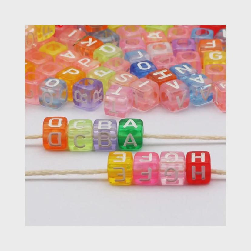 사각 반투명 비즈 100pcs DIY 팔찌 목걸이 공예 재료