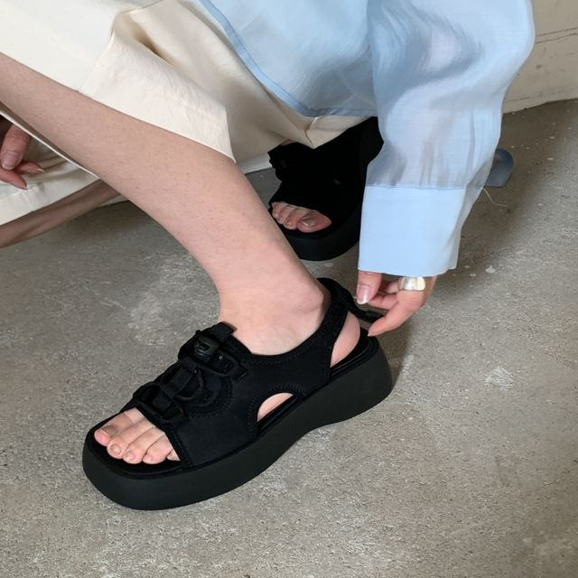 여성 블랙 벨크로 데일리 여름 스포츠 슬리퍼 샌들