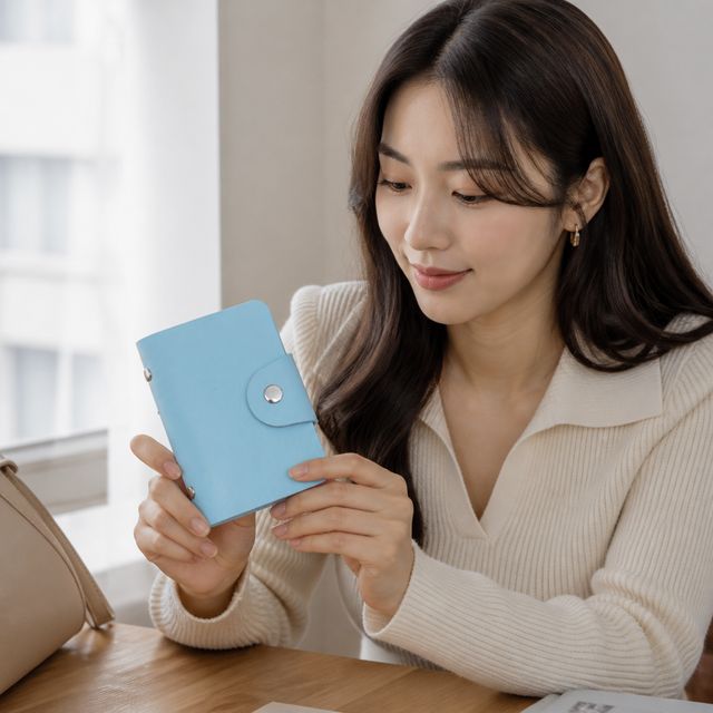 합성피혁 양면 카드케이스 3컬러 수납용 명함 지갑 직장인 데일리 아이템