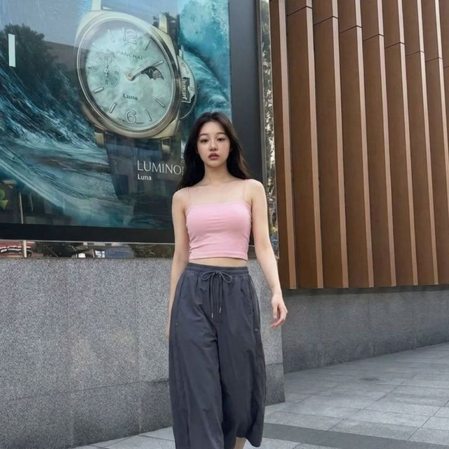 여성 크롭 끈나시 여리핏 - 여름 슬림 이너웨어