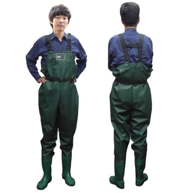 다용도 작업용 PVC 가슴장화 그린 멜빵장화 낚시 작업