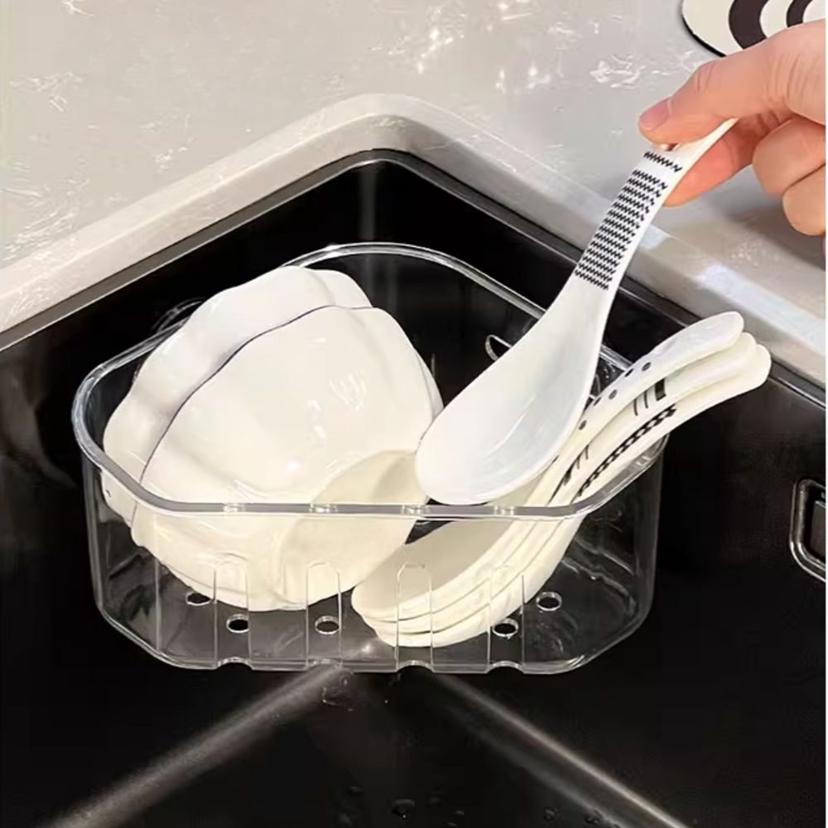 욕실 무타공 코너 선반 투명 물빠짐 정리함 수납함