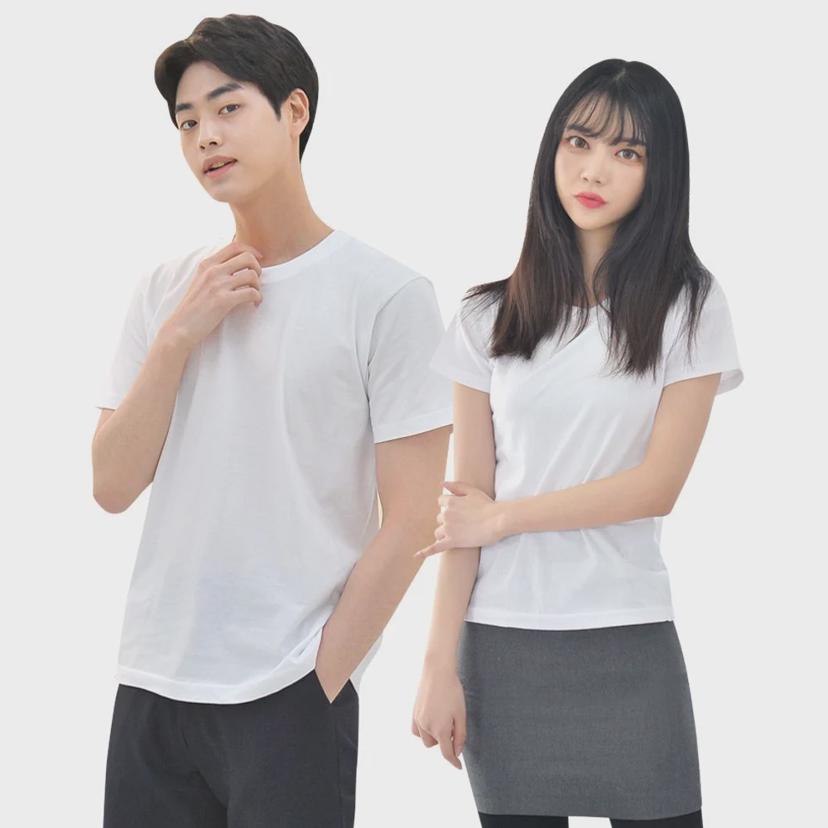 라인핏 화이트 기본 티셔츠 민무늬티셔츠 반팔티