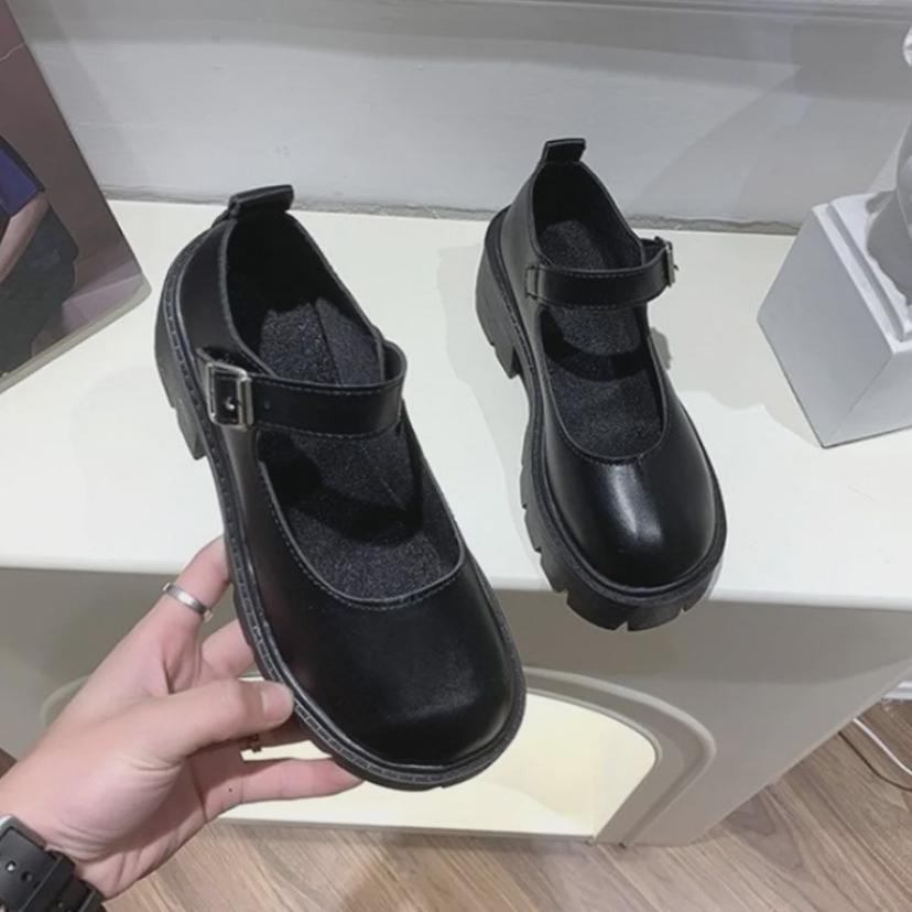 여자 통굽 펌프스 메리제인 슈즈 데일리 굽 높은 구두