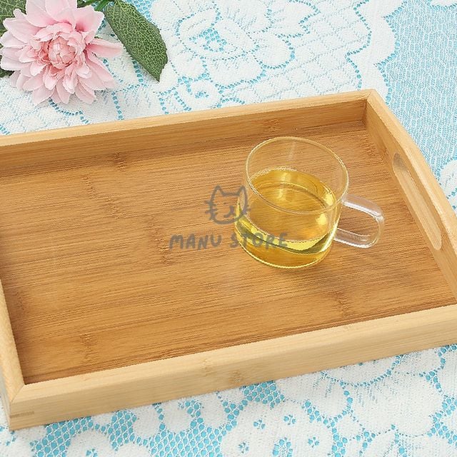 간식쟁반 손잡이쟁반 사각 우드트레이 33x22cm
