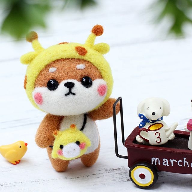 펫돌 니들펠트 DIY KIT 옐로우사슴 시바 패키지 - 손바느질 인형 만들기