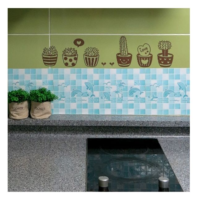 DIY 인테리어 4P 그래픽 타일 스티커 돌고래 CSGT-14