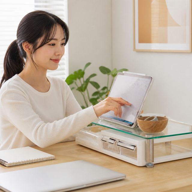 모니터 받침대 강화유리 선반 데스크 테리어 높이 조절 거치대 듀얼 책상 정리용