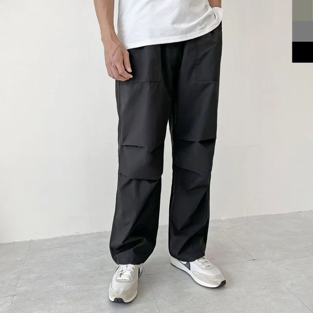남자무릎핀턱 스트링 와이드팬츠