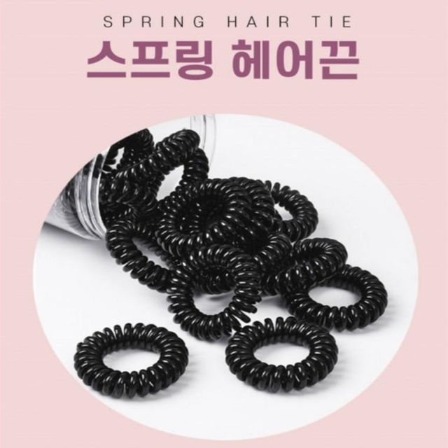 스프링 전화선 헤어끈 머리끈 25개입 세트 투명케이스