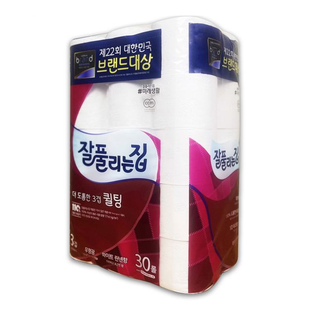 잘풀리는집 퀼팅 3겹 30롤 30M 화장지 롤티슈 1개