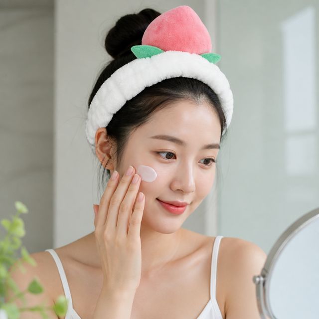 복숭아 헤어밴드 머리띠 세안 메이크업 뷰티 소품