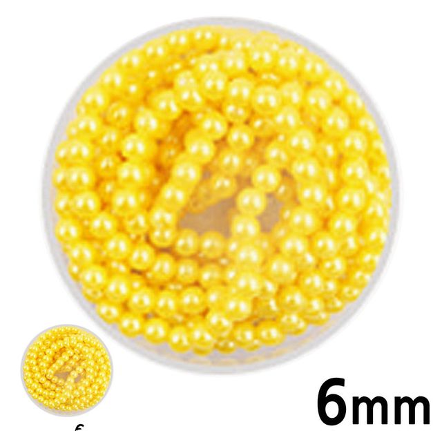 진주공예 비즈부자재 칼라 구슬 단색 진주 노랑 6mm