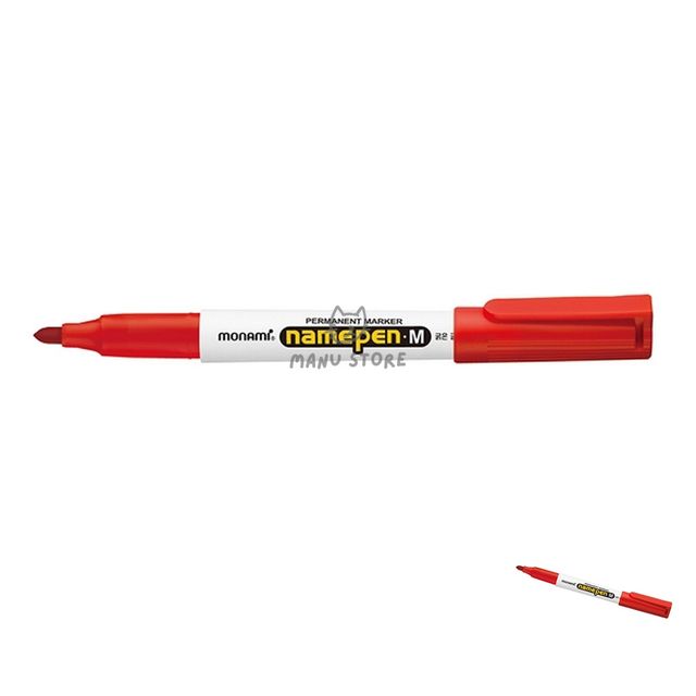 네임펜유성 학용품펜 네임펜M 2.0mm 적색 12EA