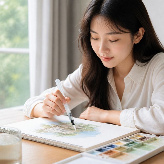 워터펜 휴대용 수채화붓 미술용품 채색 도구 물붓펜 재료