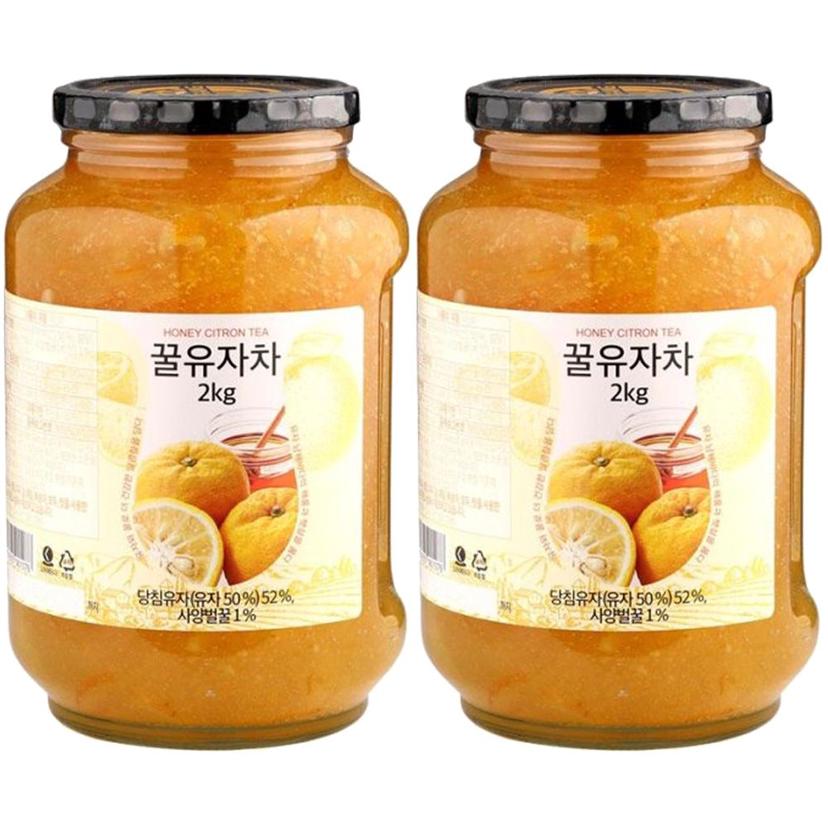 고려에프디 꿀유자차 4Kg 대용량 2병 세트