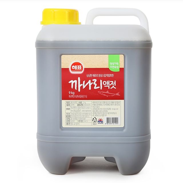 쿨샵 대용량 해표 실속형 자연숙성 까나리액젓 9kg - 업소용 가정용 풍미 액젓