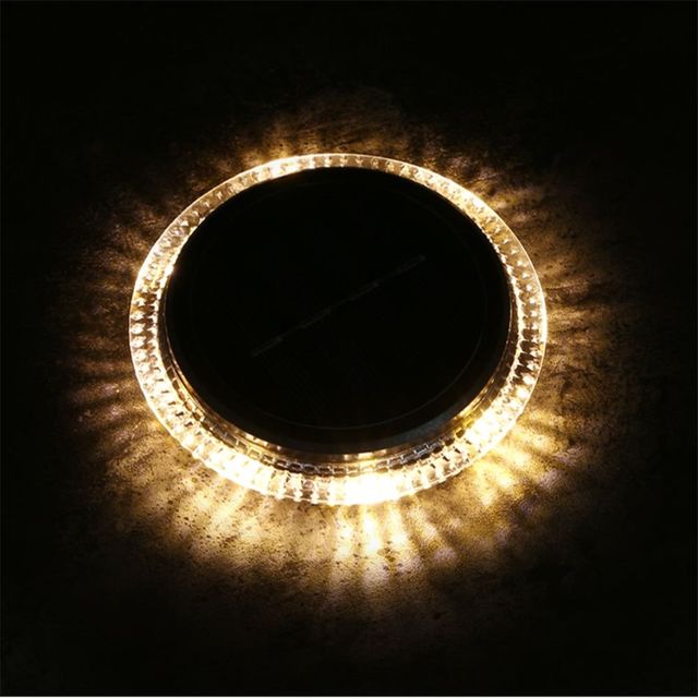 LED 태양광 바닥등 2p세트 웜색 원형 태양열정원조명 태양광조명 led바닥등