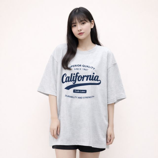 데일리 캘리포니아 레터링 루즈핏 오버핏 반팔 티셔츠 데일리티셔츠 오버핏티셔츠 레터링티셔츠 루즈핏티셔