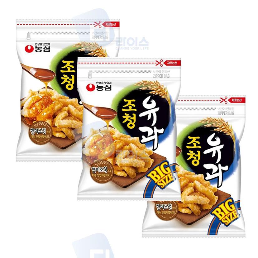 농심 조청유과 320g 3봉 - 달콤 바삭한 대용량 전통 스낵